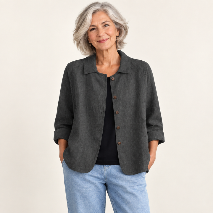 Felicity Charcoal Blouse front view