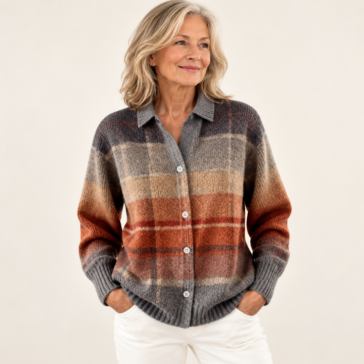 FLORIA blouse — clean studio context on mature model