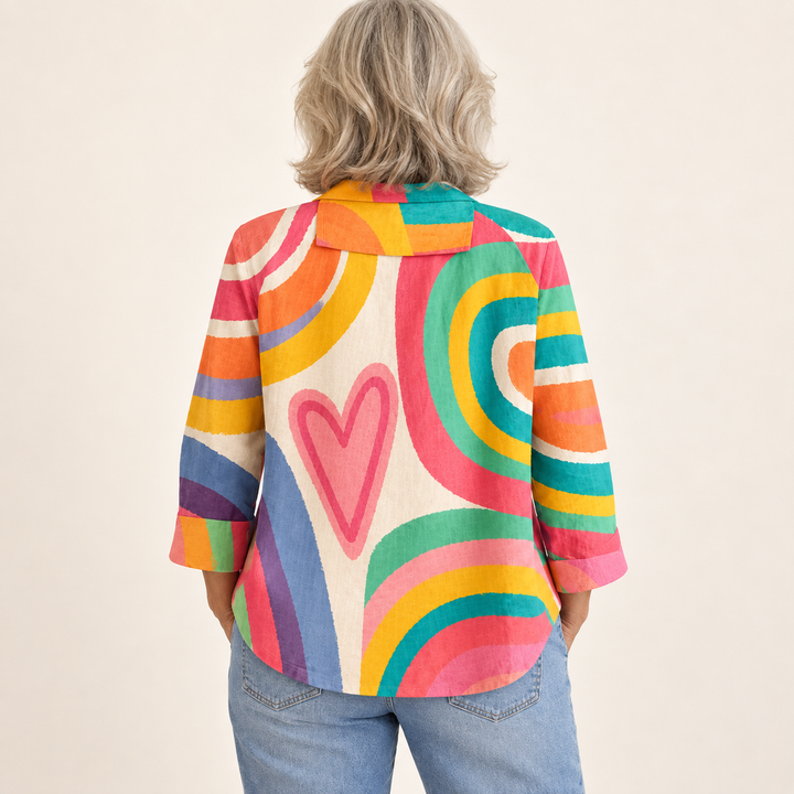 Frances Colourful Abstract Blouse back view
