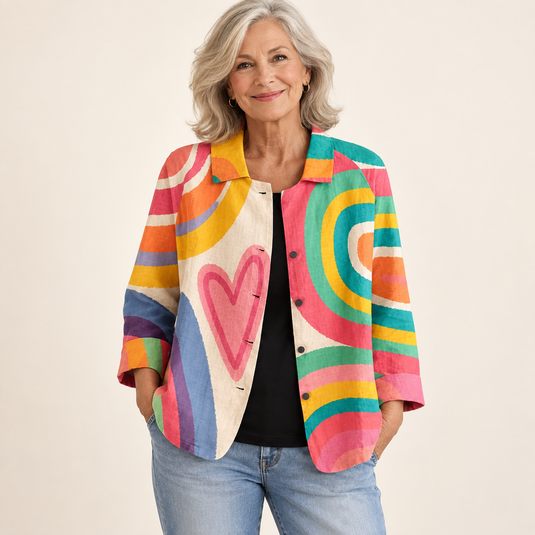 Frances Colourful Abstract Blouse front view