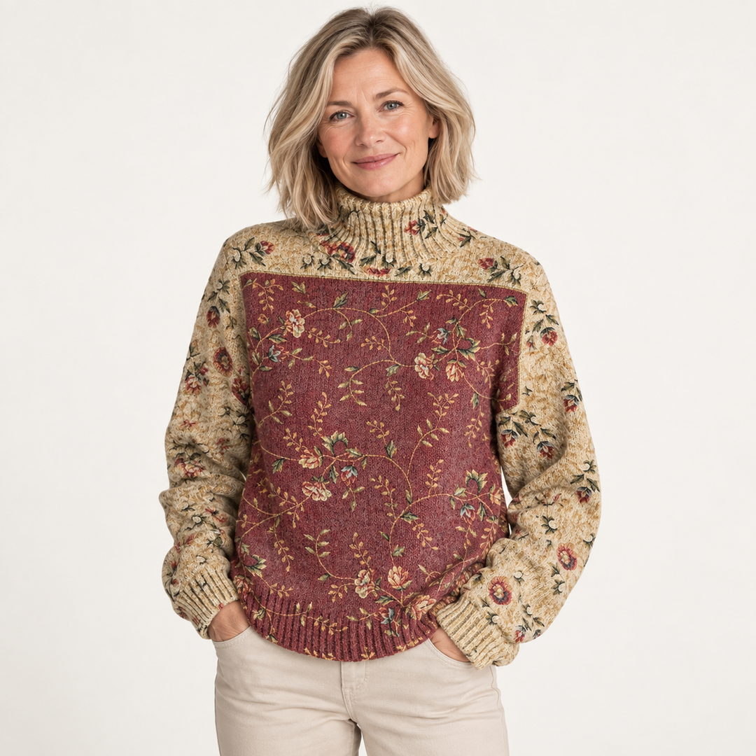 Grace artistic knit jumper on a mature model