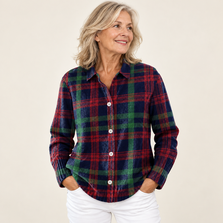 GUNELLE blouse — clean studio context on mature model