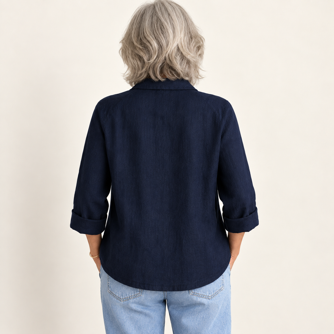 Gwendolyn Navy Blouse back view