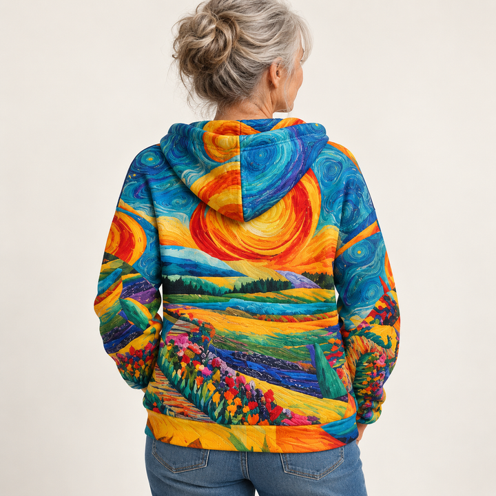 Halcyra Sunburst Zip Hoodie back view