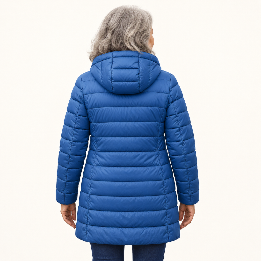 HELSA Indigo padded jacket — inferred back view on mature model