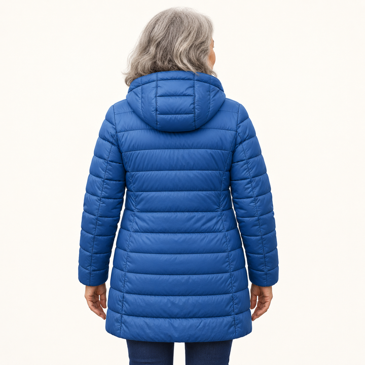HELSA Indigo padded jacket — inferred back view on mature model
