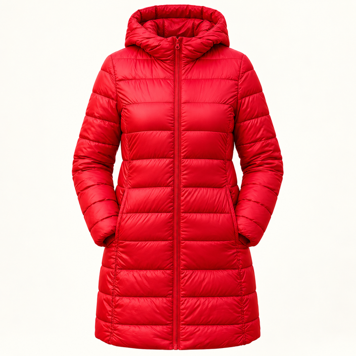 HELSA Red padded jacket isolated product view