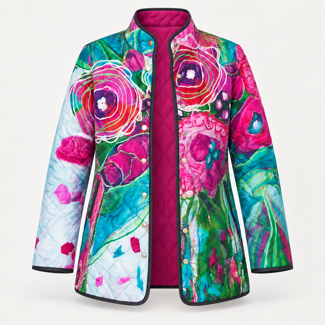 Iris quilted jacket product-only front view