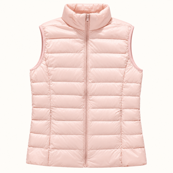 ISA Light Pink padded gilet, isolated front view