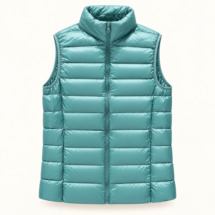 ISA Mint Green padded gilet, isolated front view