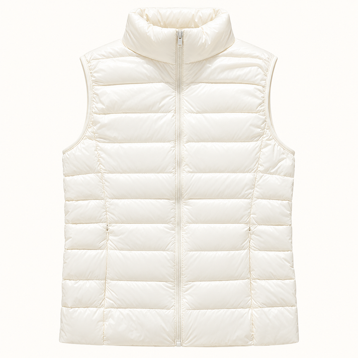 ISA White padded gilet, isolated front view
