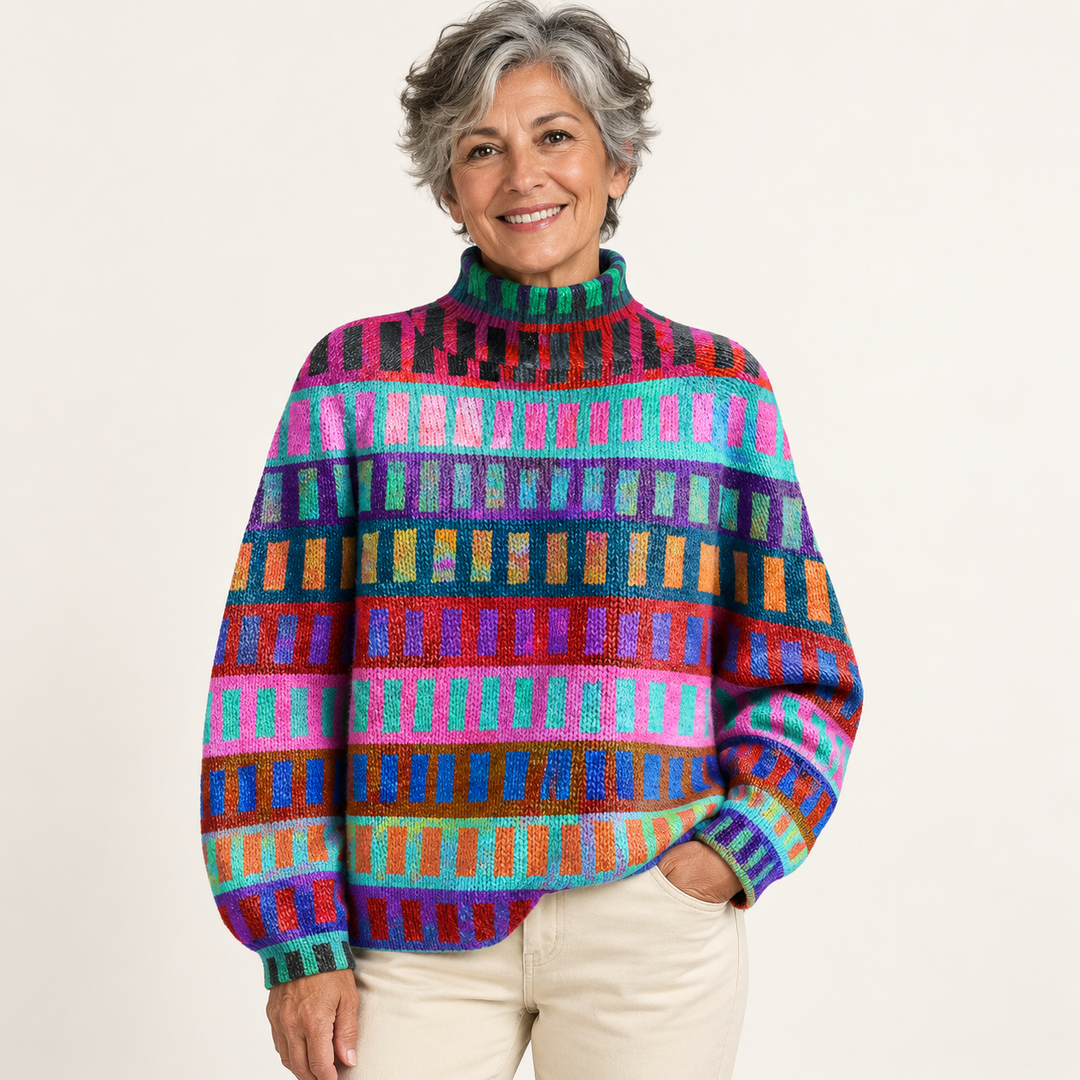 Isabel artistic knit jumper on a mature model