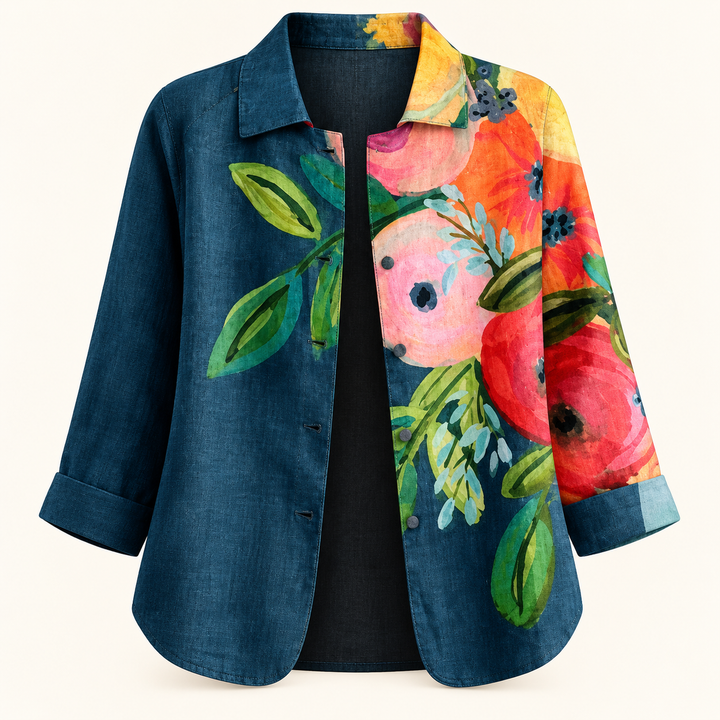 Josephine Teal Poppy Blouse product view