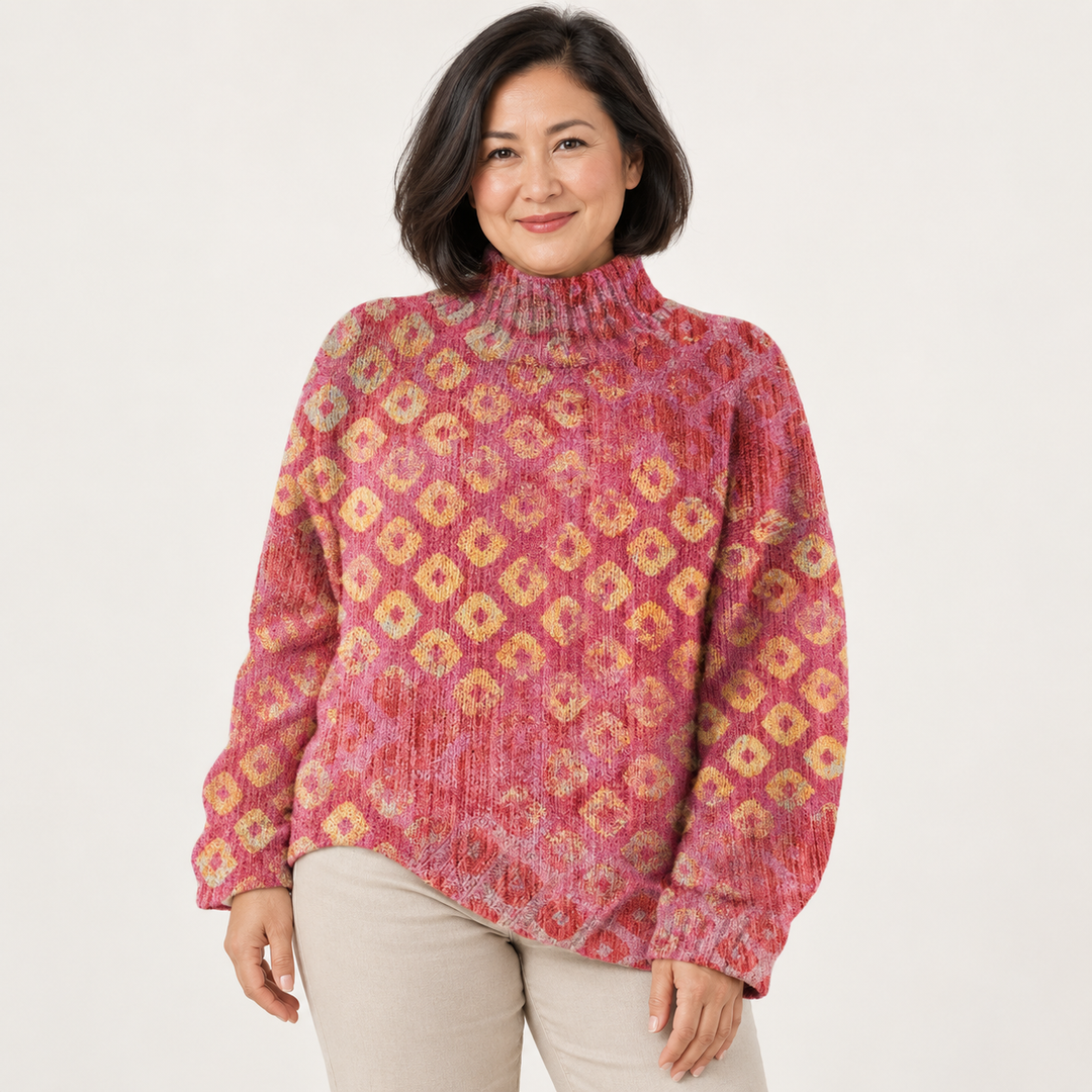 Lara artistic knit jumper on a mature model