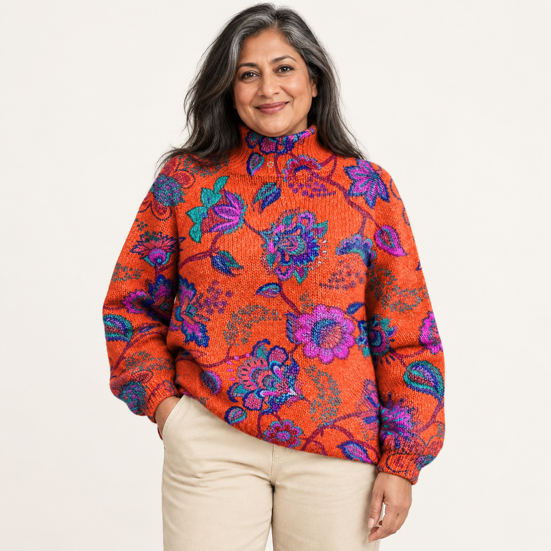 Ligia artistic knit jumper on a mature model