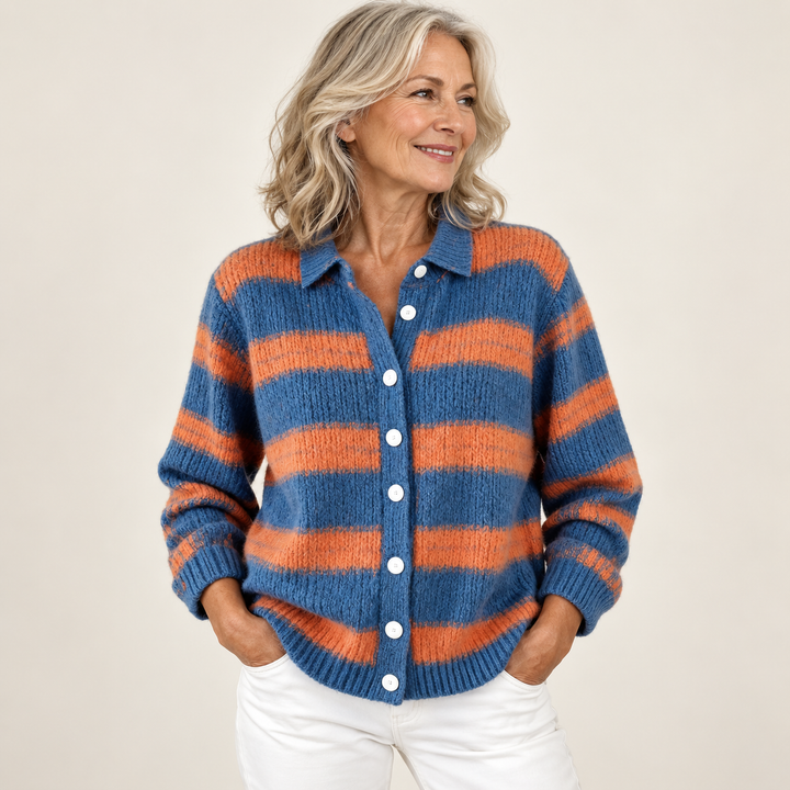 LIRENA blouse — clean studio context on mature model