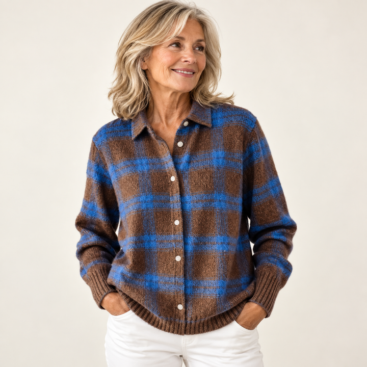 LIZZA blouse — clean studio context on mature model