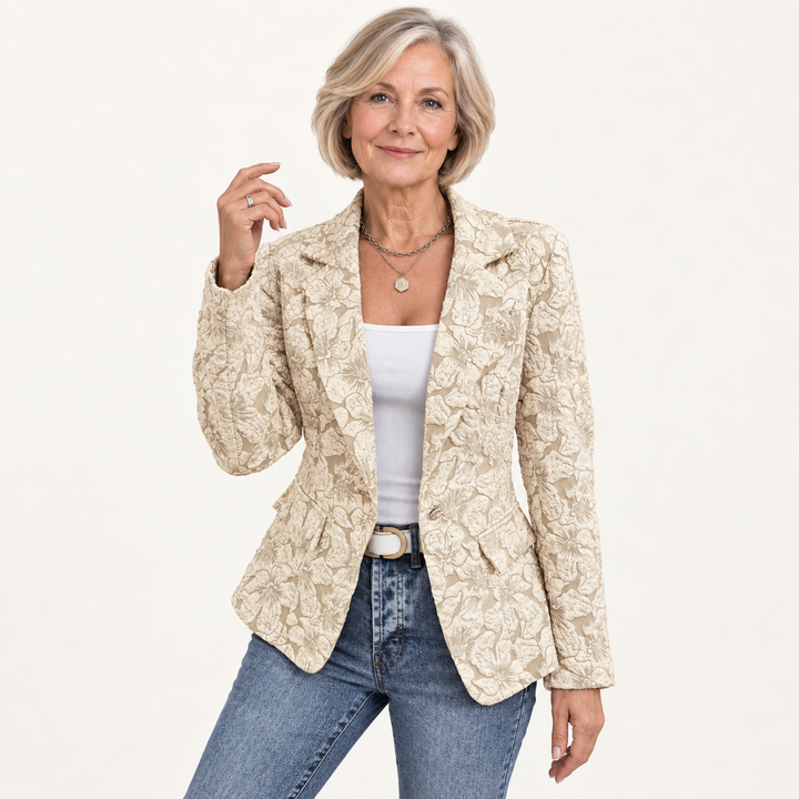 The Loretta Blazer - Creme - clean studio front