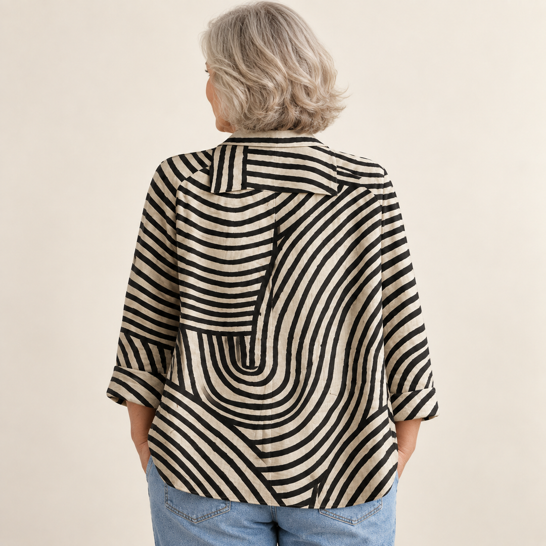 Margaret Graphic Flax Blouse back view
