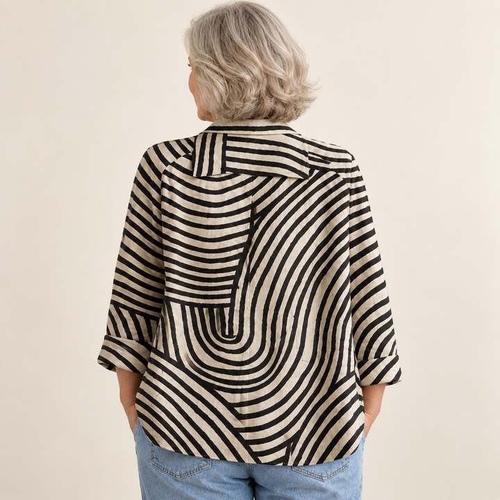 Margaret Graphic Flax Blouse back view