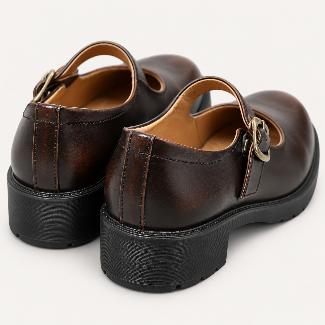 Marta dark brown Mary Jane shoes rear view