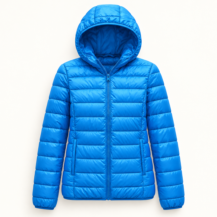 Metta transitional padded jacket in sky blue — isolated front view