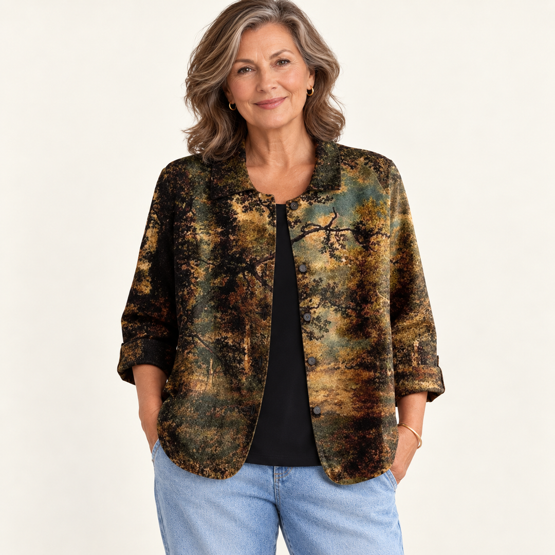 Millicent Painterly Forest Blouse front view
