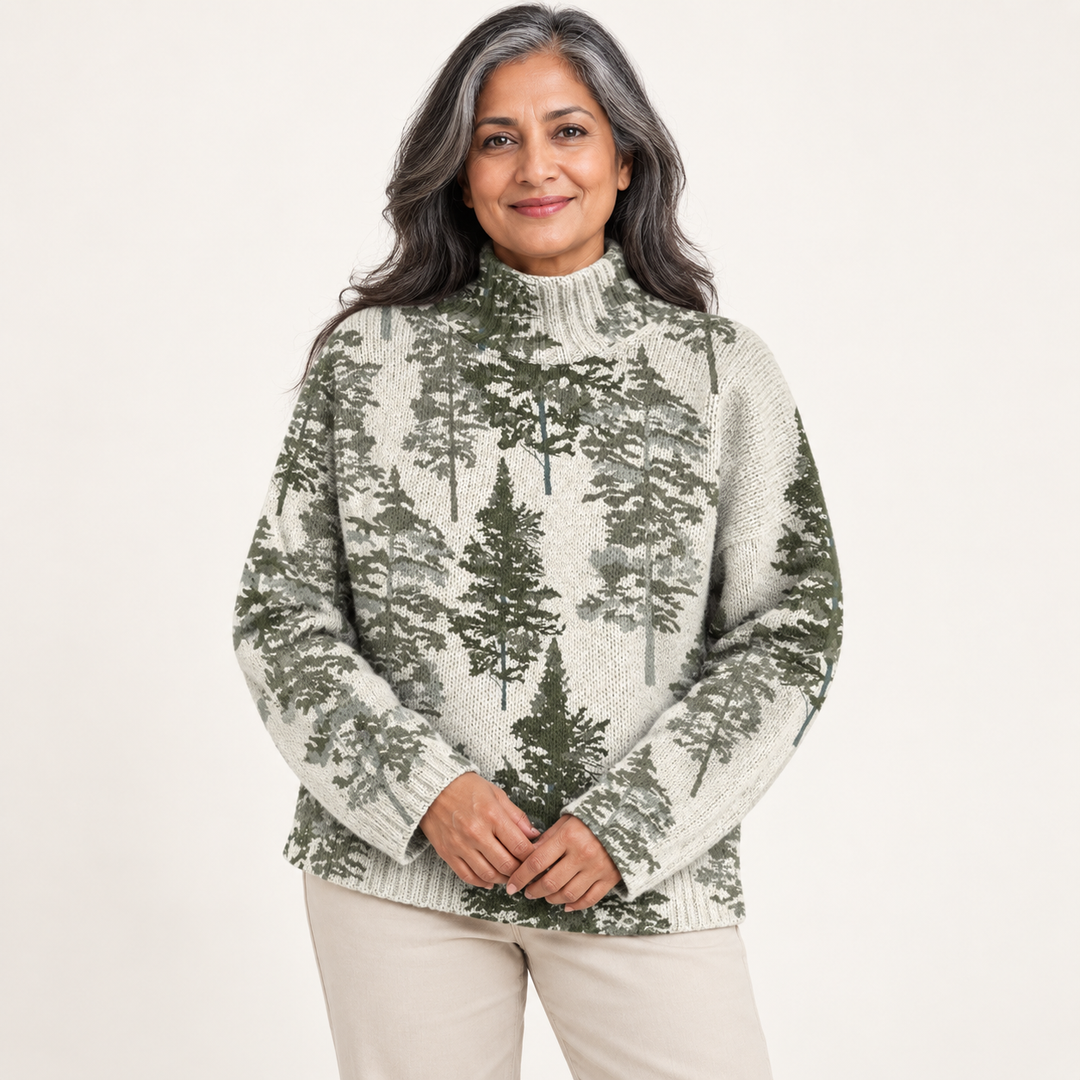 Nadia artistic knit jumper on a mature model