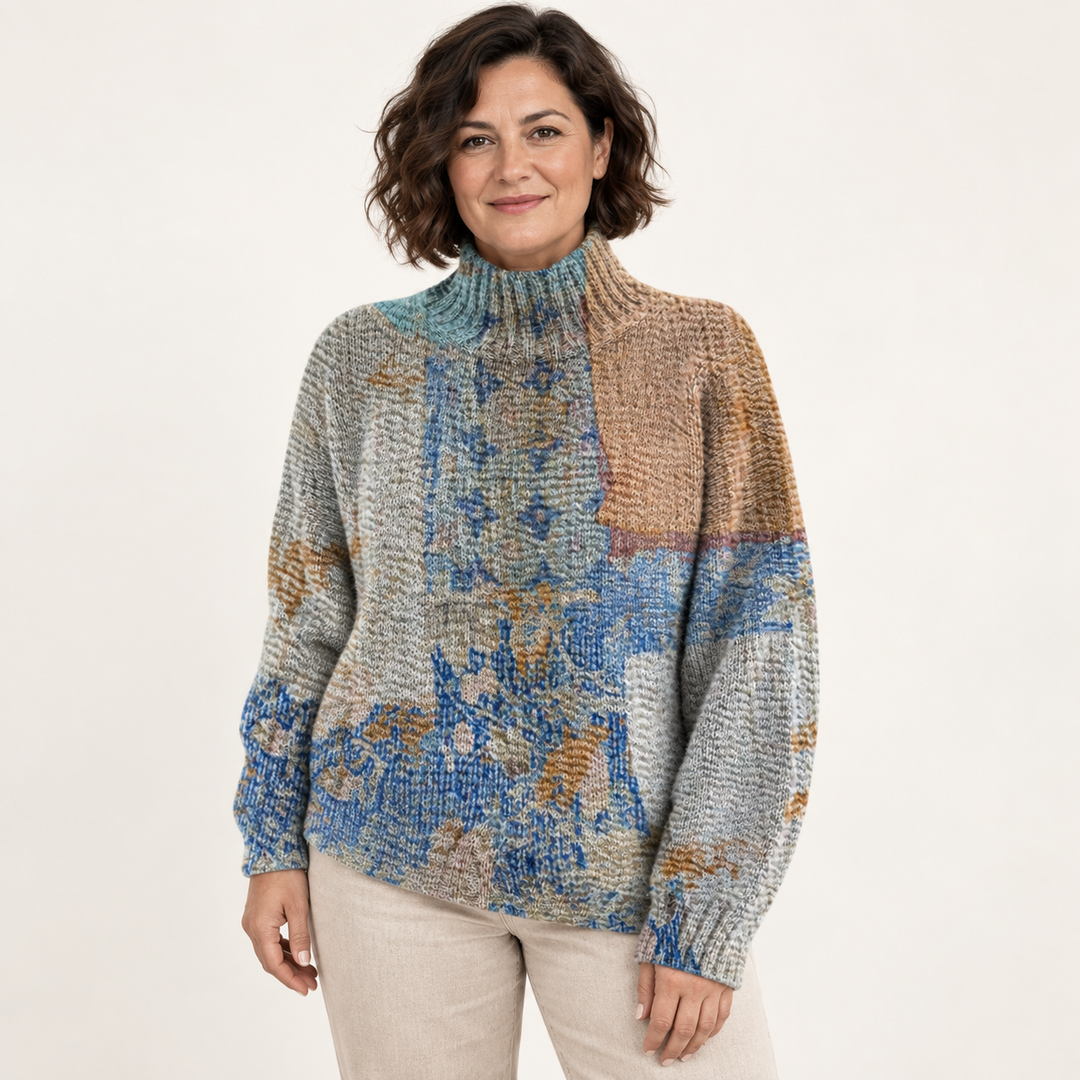Noelia artistic knit jumper on a mature model