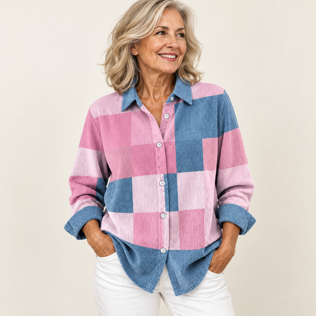 NORAYA blouse — clean studio context on mature model