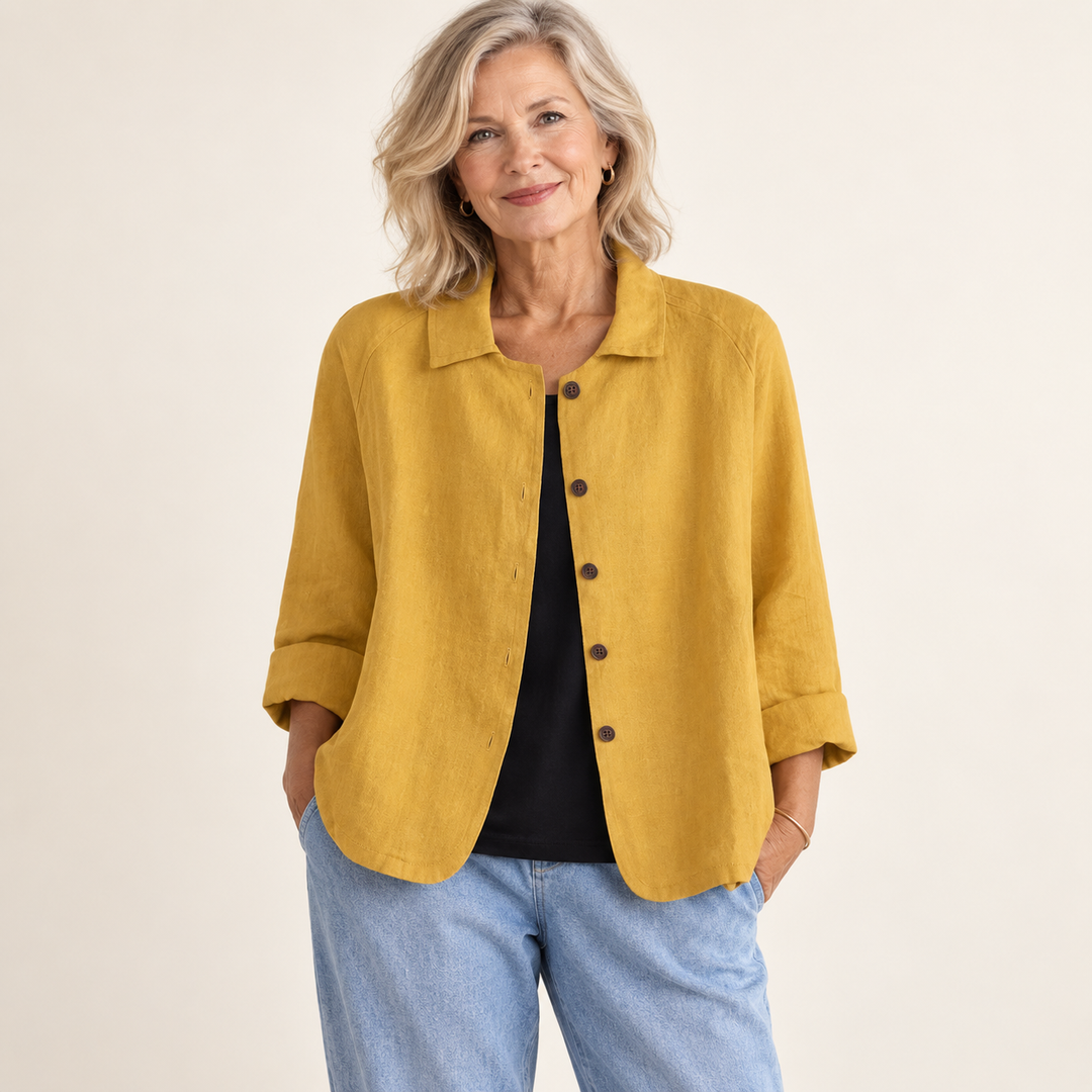 Octavia Ochre Blouse front view