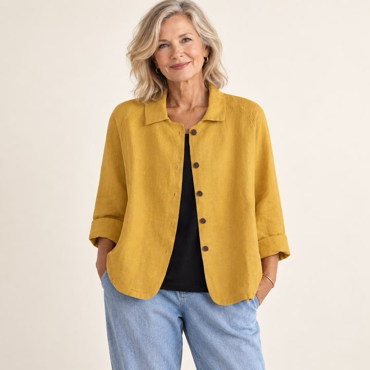 Octavia Ochre Blouse front view