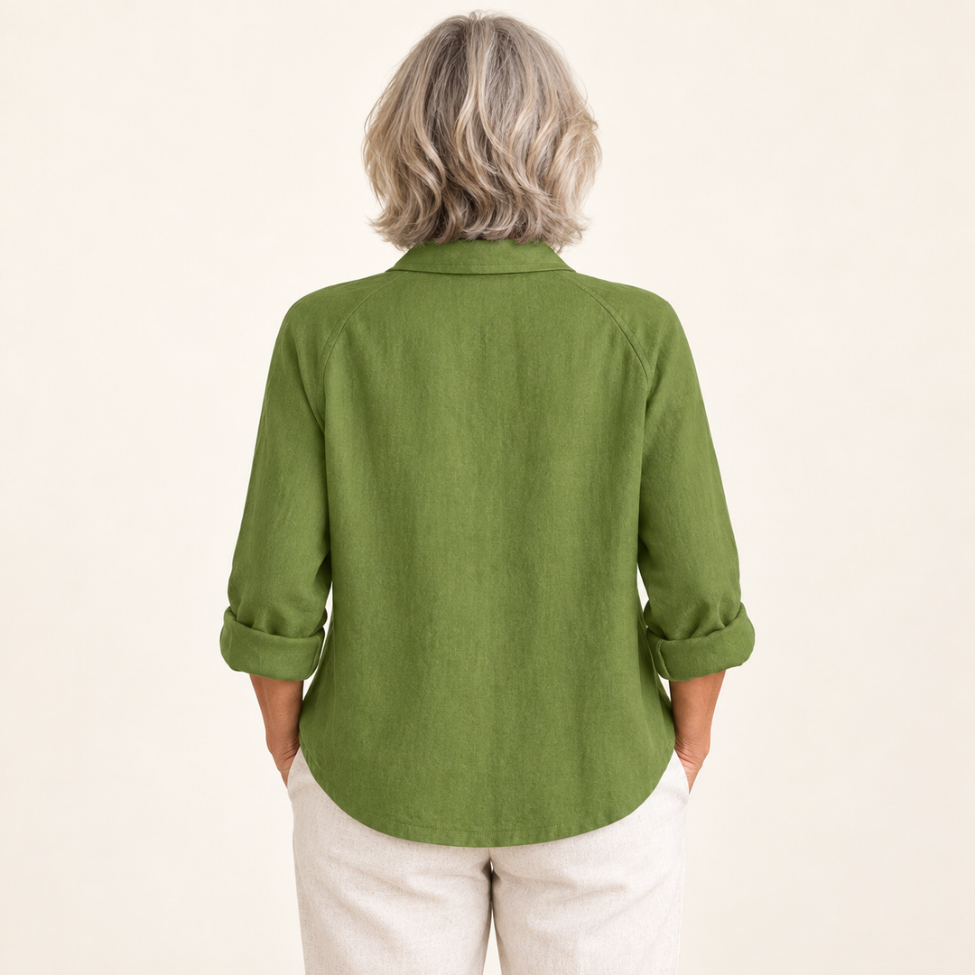 Priscilla Moss Green Blouse back view