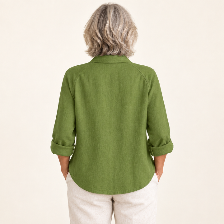 Priscilla Moss Green Blouse back view