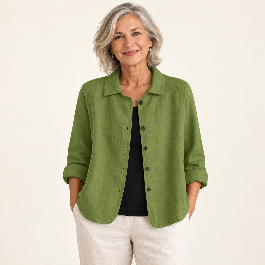 Priscilla Moss Green Blouse front view