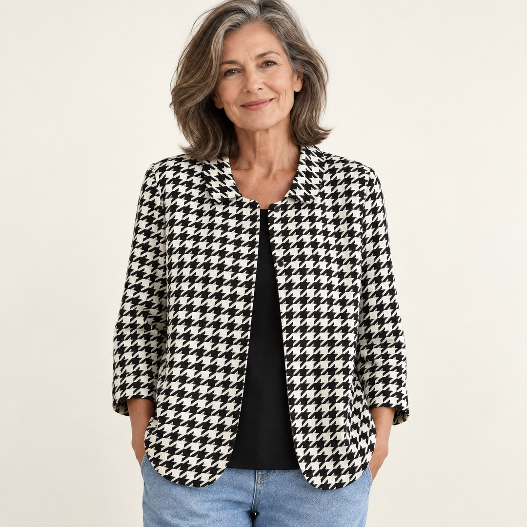 Prudence Houndstooth Blouse front view