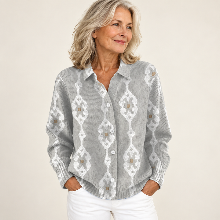 RENAE blouse — clean studio context on mature model
