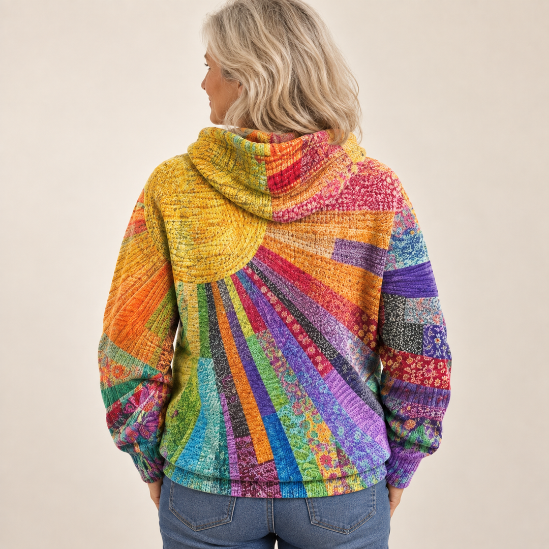 Rosalyra Retro Sunburst Roll-Neck Top back view