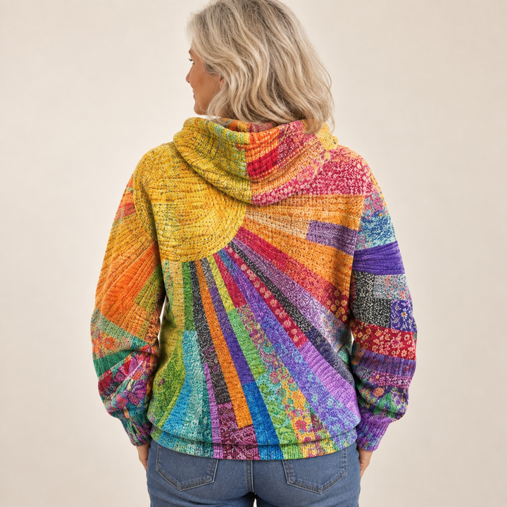 Rosalyra Retro Sunburst Roll-Neck Top back view