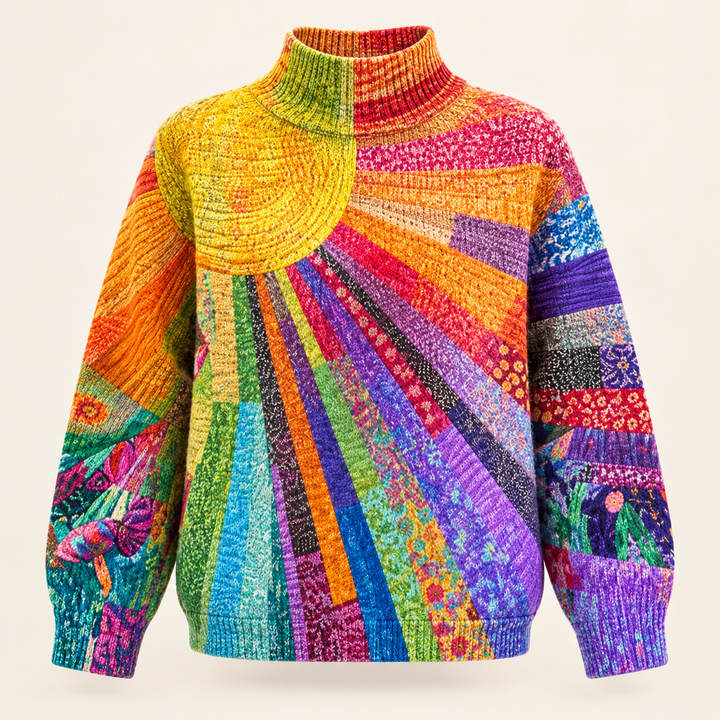 Rosalyra Retro Sunburst Roll-Neck Top product view