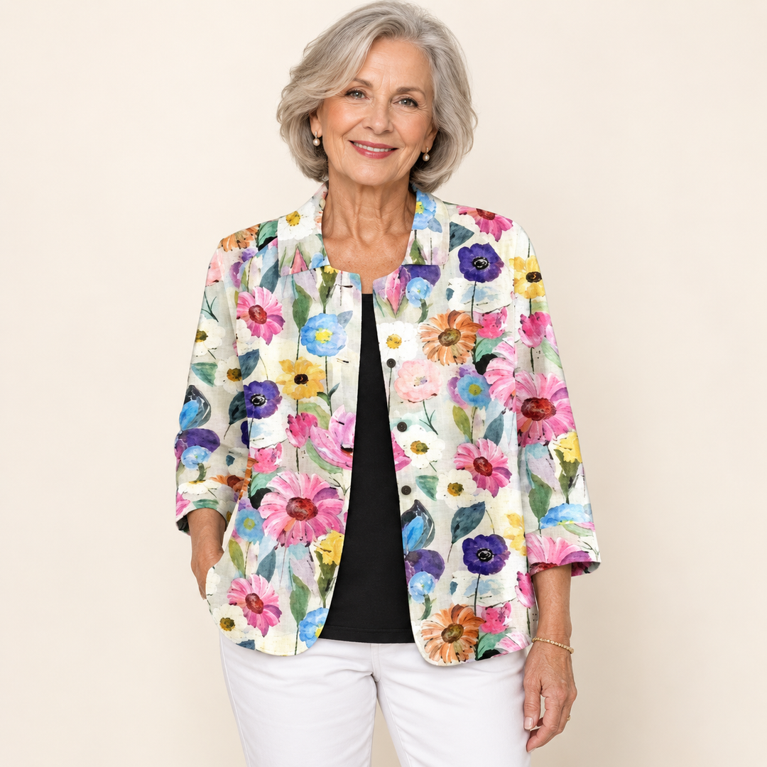 Rosamund Cream Floral Blouse front view