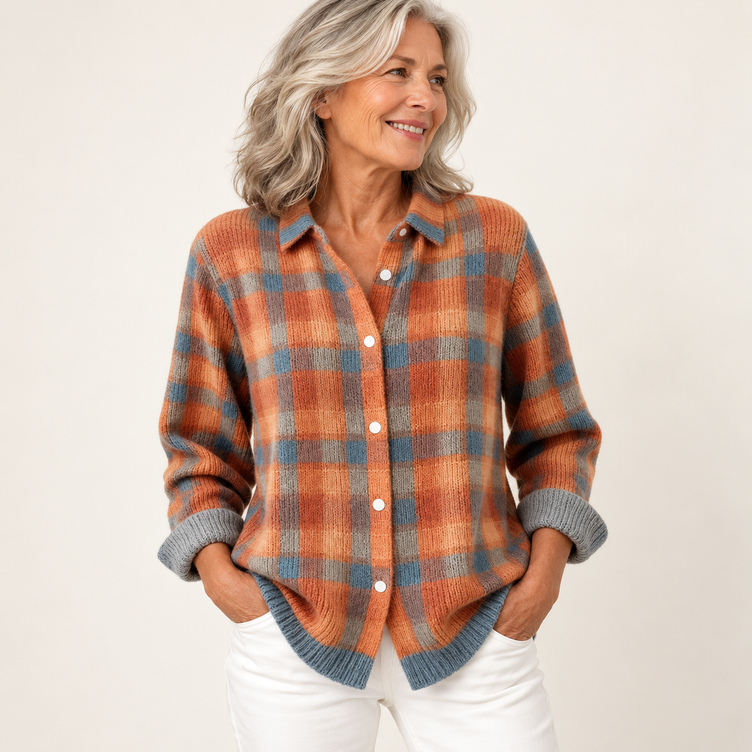 SAFIYA blouse — clean studio context on mature model