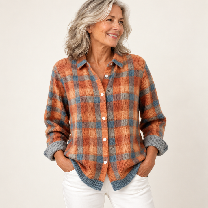 SAFIYA blouse — clean studio context on mature model