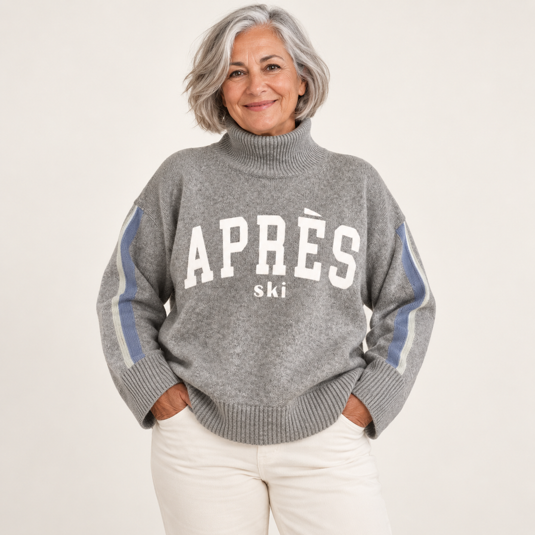 Silvia artistic knit jumper on a mature model