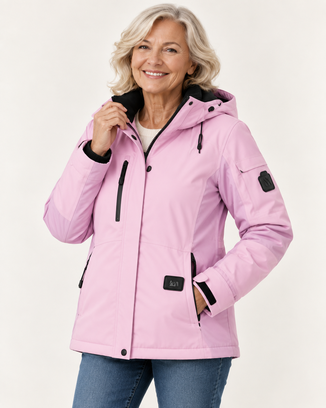 Unisex Hooded Ski Jacket – Water-Resistant & Windproof — senior model — clean front