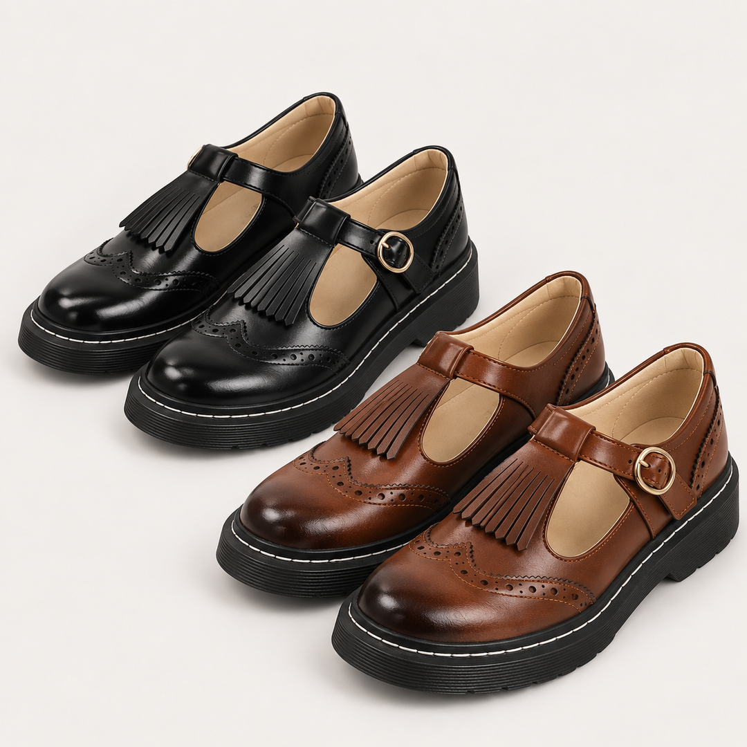Sofia Mary Jane shoes isolated in Black and Brown