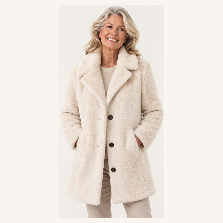 Women's Soft Faux Fur Winter Coat — senior model — front