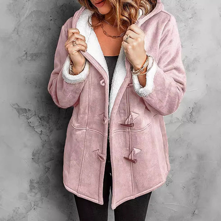 Women's Faux Suede Hooded Coat – Warm Lined