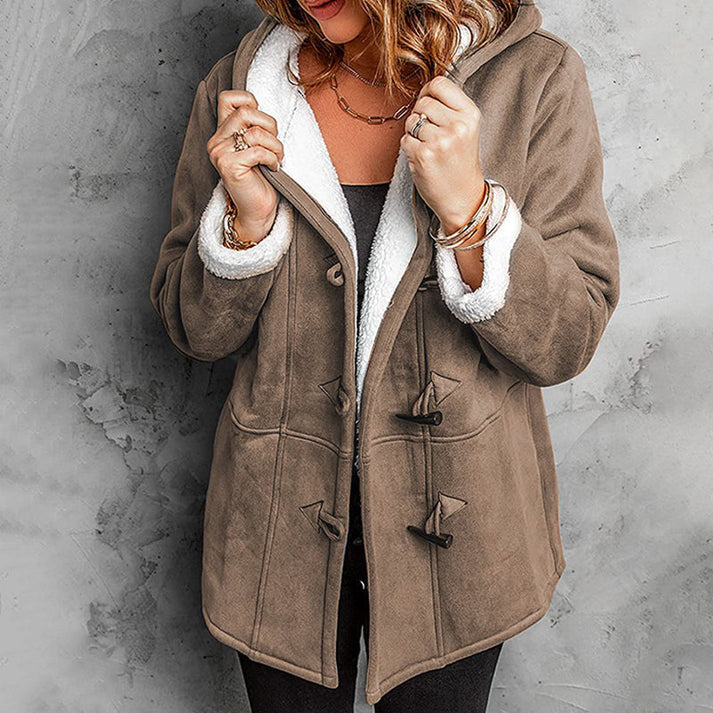 Women's Faux Suede Hooded Coat – Warm Lined