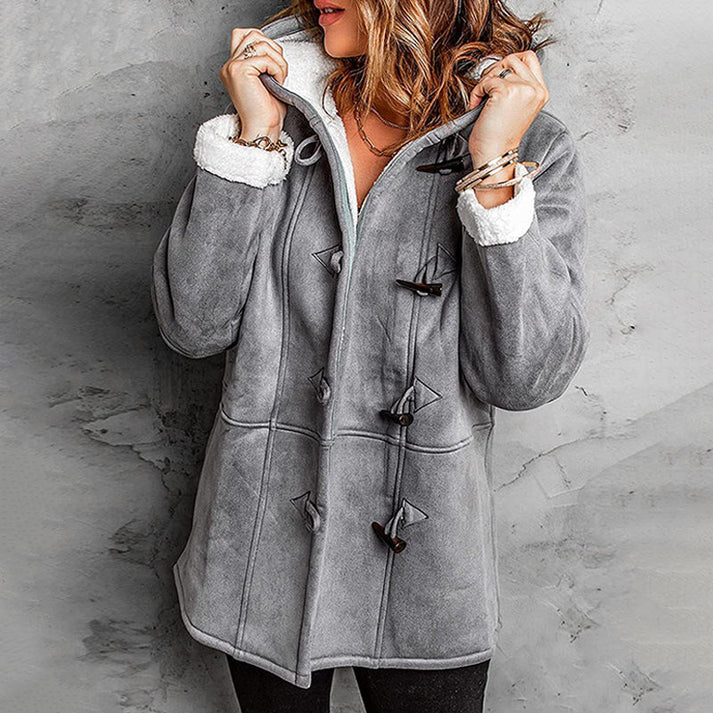 Women's Faux Suede Hooded Coat – Warm Lined